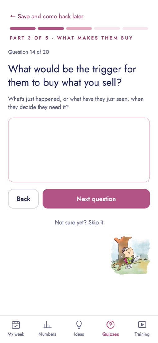 The Super Customer quiz in the app