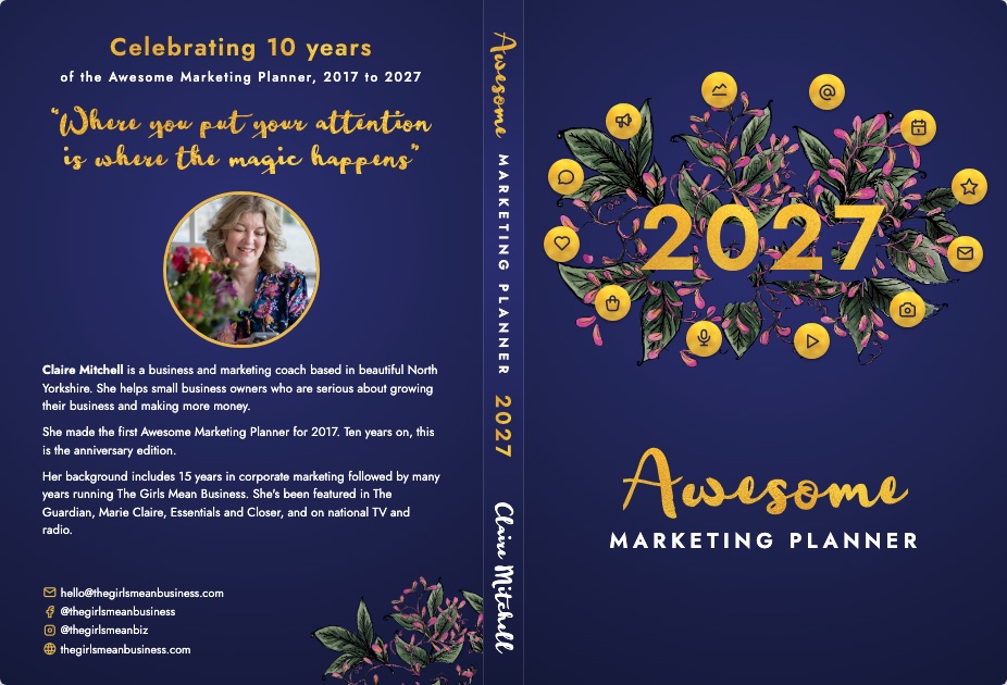 Front, spine and back cover of the 2027 planner