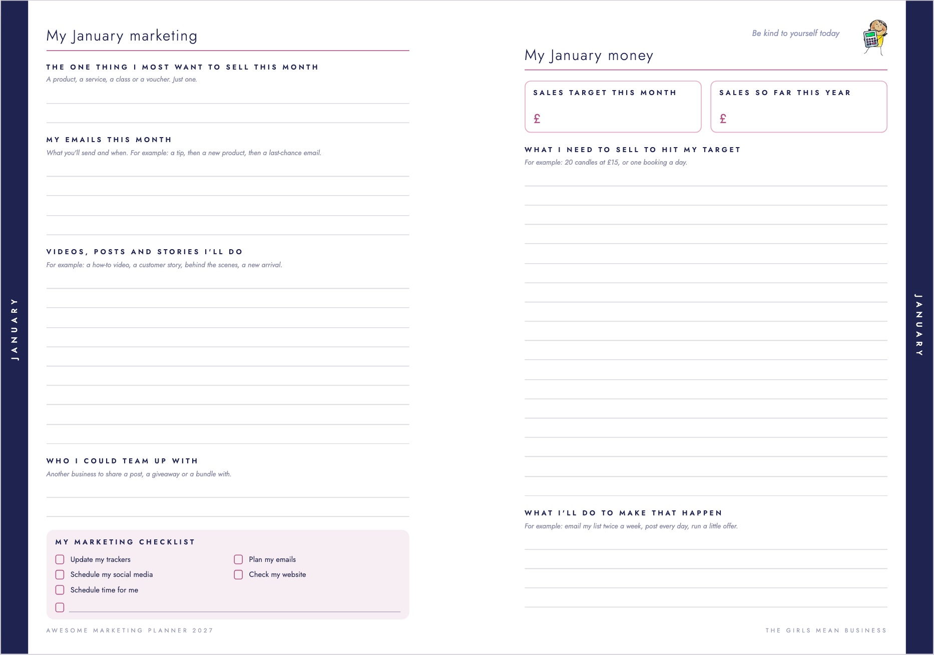 The January pages, in midnight blue