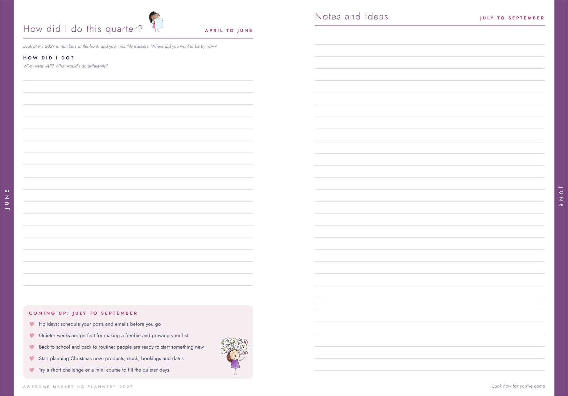 A quarterly check-in: my numbers, how did I do, coming up, and notes and ideas