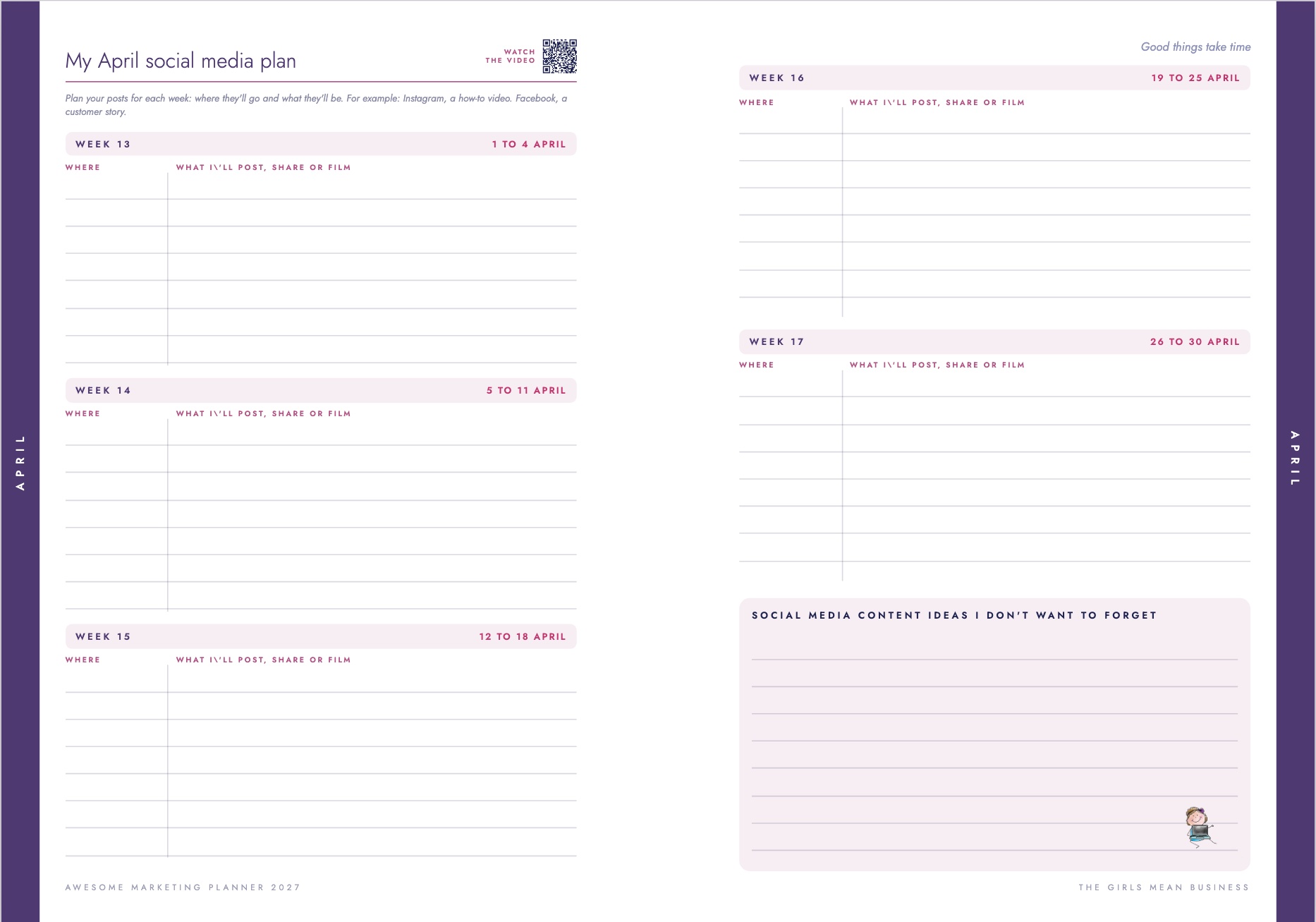 The social media planning pages